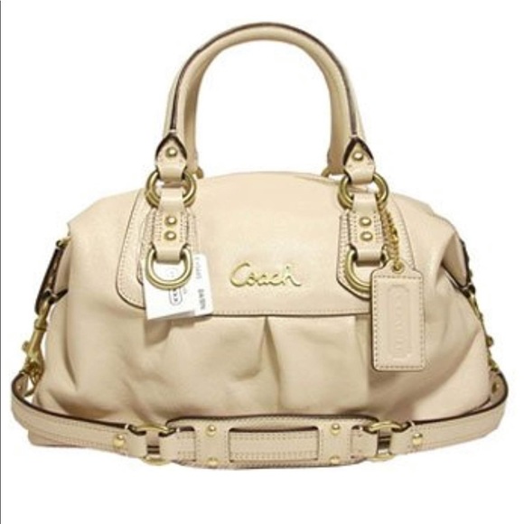Coach Ashley Tan Leather Satchel - Picture 1 of 8